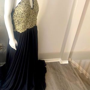 Black and gol metallics evening or ball room dress